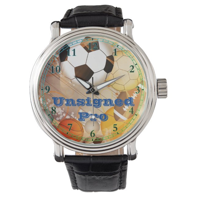 Reloj de cuero negro sin signo Pro (Anverso)