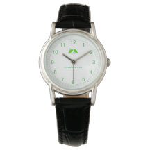 Reloj de dama de gato personalizable en verde