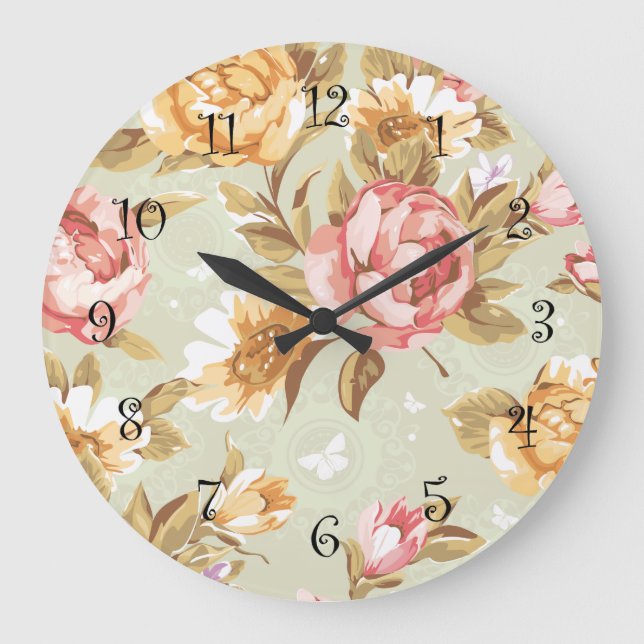 Reloj de decoración de pared floral (Anverso)