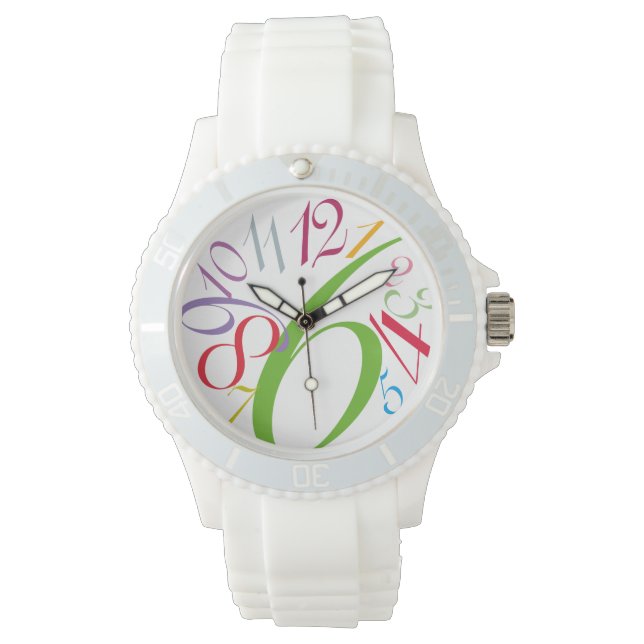 reloj de deportes hongos y blancos contemporáneo (Anverso)
