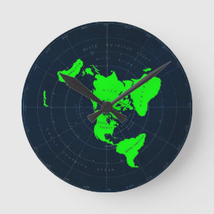 Reloj de disco de mapa plano de la Tierra