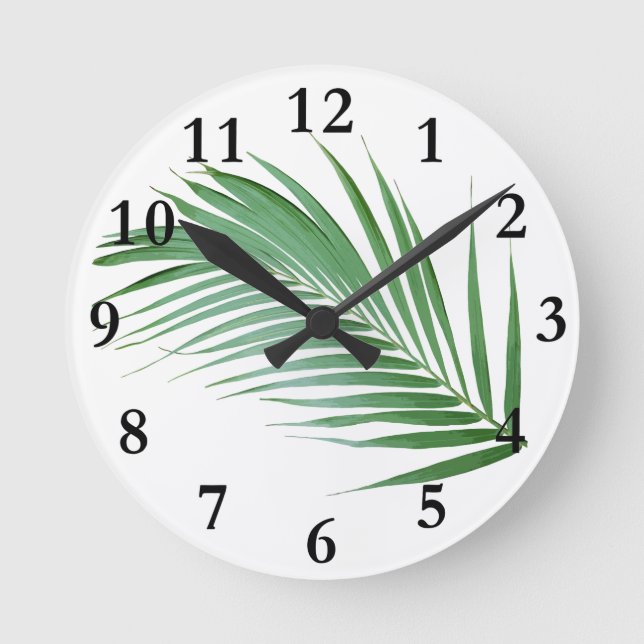 Reloj de diseño botánico de hojas de palmera (Anverso)