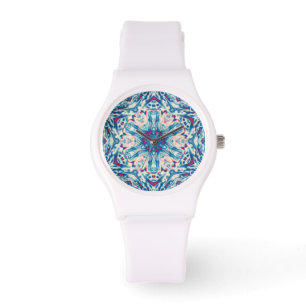 Reloj de diseño de copos de nieve azul