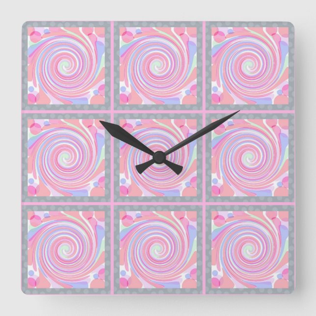 Reloj de diseño de giro abstracto rosa (Anverso)
