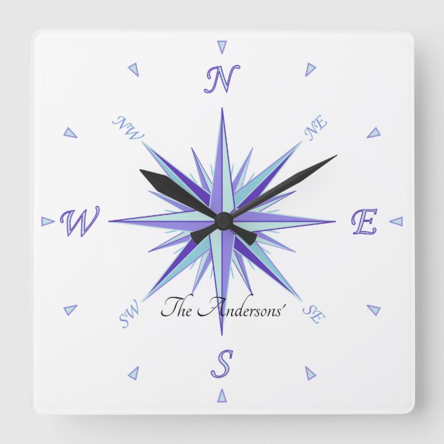 Reloj de diseño de Rosa de viento (Anverso)