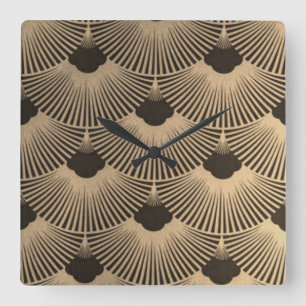 Reloj de diseño de ventilador negro/dorado de Art 