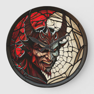 Reloj de diseño del diablo del vidrio contenido