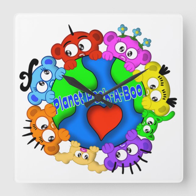 Reloj de diseño del logotipo Planet Peek-A-Boo (Anverso)