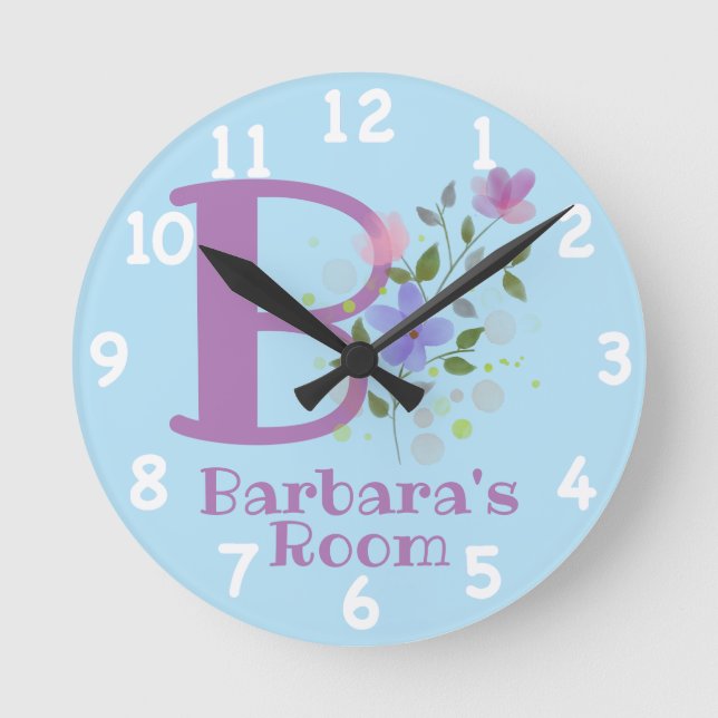 Reloj de diseño floral con nombre Barbara (Anverso)