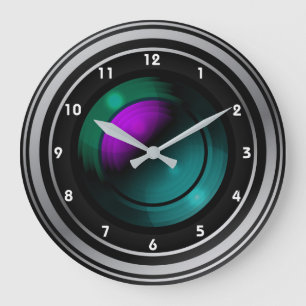 Reloj de diseño fotográfico de lentes de cámara