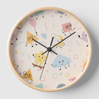 Reloj de Doodle Geométrico Pastel