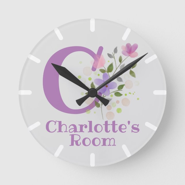 Reloj de dormitorio infantil con nombre Charlotte (Anverso)