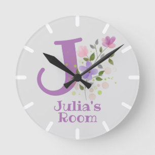 Reloj de dormitorio infantil con nombre e inicio