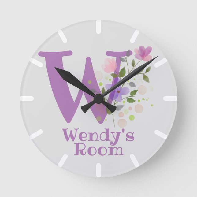 Reloj de dormitorio infantil con nombre e inicio (Anverso)