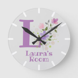 Reloj de dormitorio infantil con nombre e inicio