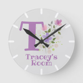 Reloj de dormitorio infantil con nombre e inicio