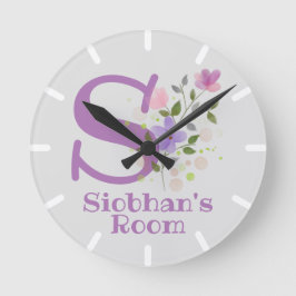 Reloj de dormitorio infantil con nombre e inicio