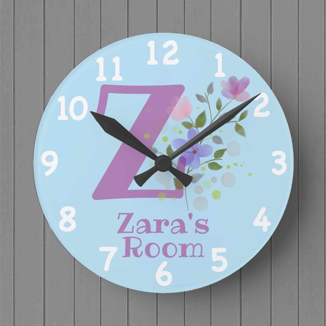 Reloj de dormitorio para niños con nombre e inicio (Subido por el creador)