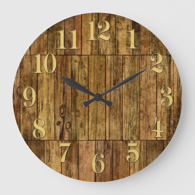 Reloj de efecto del panel de madera de las placas  (Anverso)