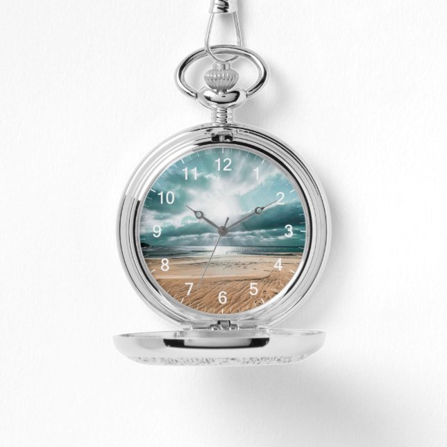 Reloj de escena de playa personalizado (Anverso)