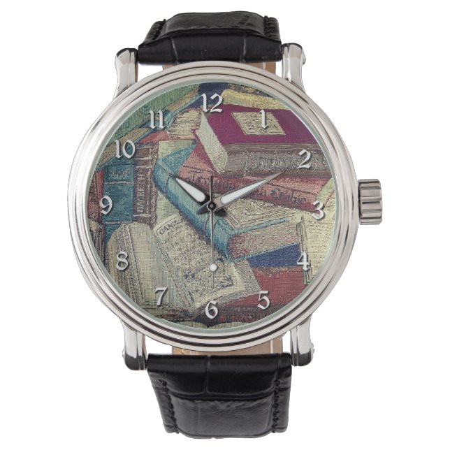 Reloj de escritura de fondo de libros antiguos (Anverso)