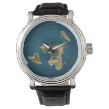 Reloj de escritura de mapa plano de la Tierra