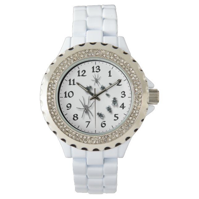 Reloj de esmalte blanco Diamante de imitación de m (Anverso)