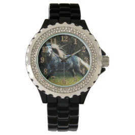 Reloj de esmalte negro Diamante de imitación para 