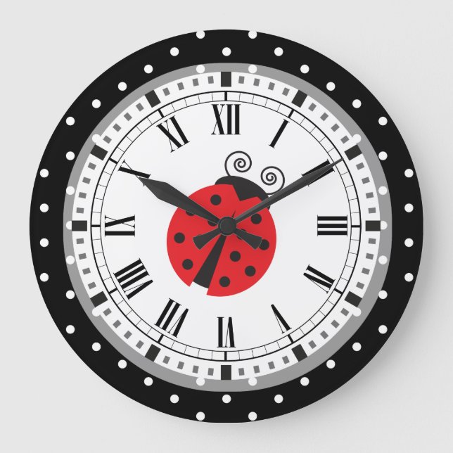 Reloj de estilo retro de plaqueta de dot de polka (Anverso)
