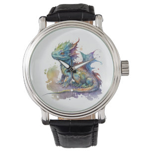 Reloj de fantasía de dragón de color de agua