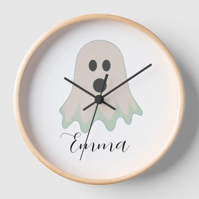 Reloj de Fantasma de Halloween con Nombre  (Anverso)
