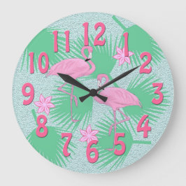 reloj de flamingo tropical