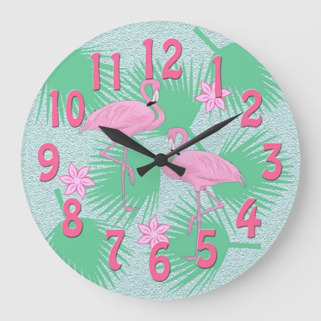 reloj de flamingo tropical (Anverso)