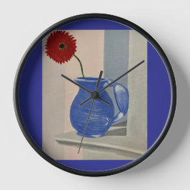 Reloj de flor y loro rojos