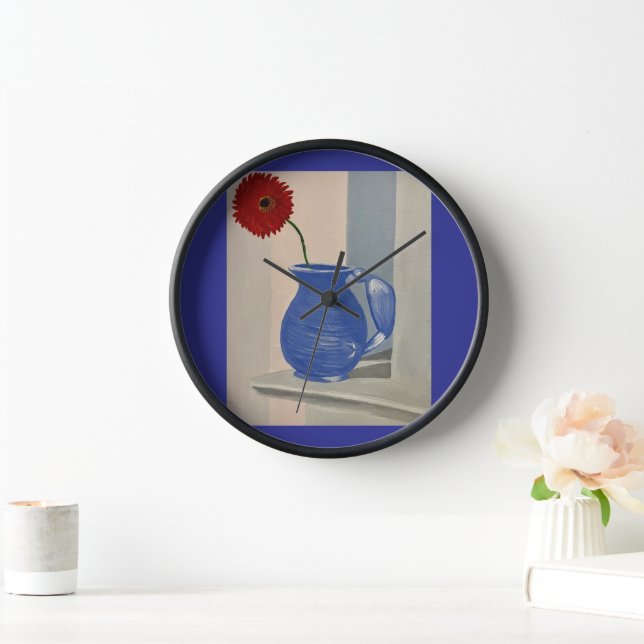 Reloj de flor y loro rojos (Hogar)