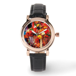 Reloj de flores secas hacia atrás