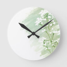 Reloj de flores silvestres verdes y blancas