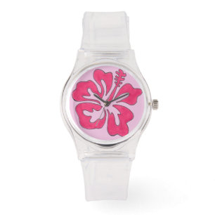 Reloj de flores tropicales hawaiano hibiscus - ros