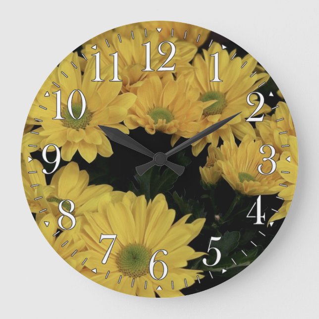 Reloj de fotos con flores de margarita amarillo (Anverso)
