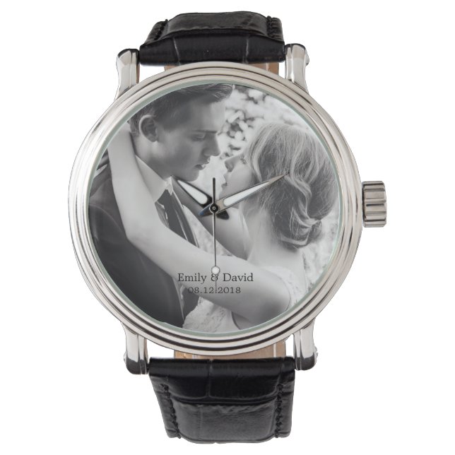 Reloj de fotos de casamiento personalizado (Anverso)