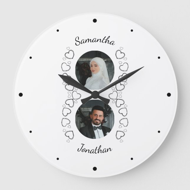 Reloj de fotos de parejas de bodas personalizadas  (Anverso)