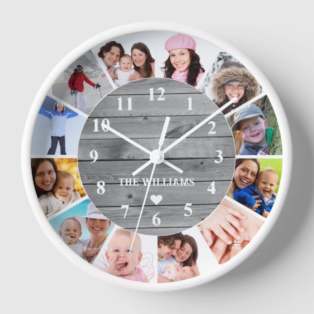 Reloj de fotos personalizado de la familia persona (Anverso)