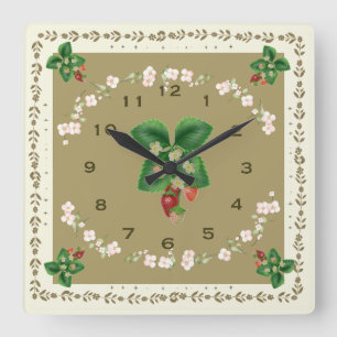 Reloj de fresa cuadrado Lodo Fondo Verde