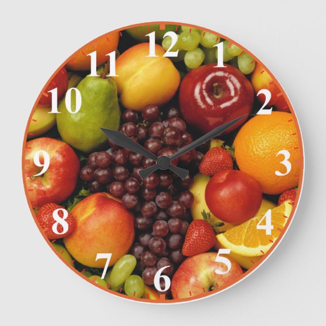 Reloj De Frutas Enteras Mezcladas Con Números (Anverso)