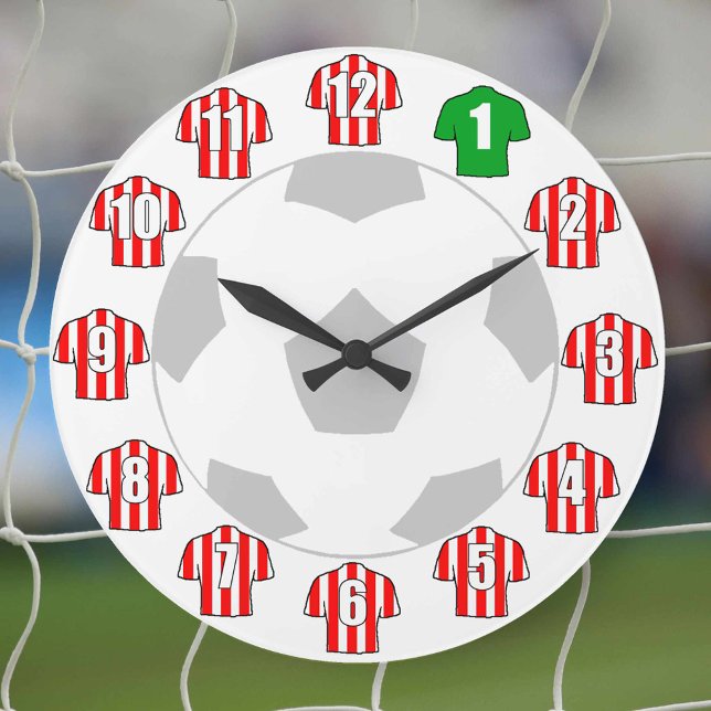 Reloj de fútbol - con Camisetas rojos y blancos (Subido por el creador)
