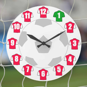 Reloj de fútbol - con Camisetas rojos y blancos