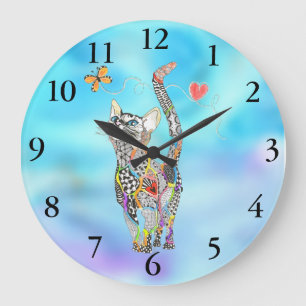 Reloj de gato corto y adorable