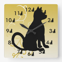 Reloj de gato Gatos Negros Ornate Cricket ModernoD