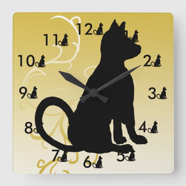 Reloj de gato Gatos Negros Ornate Cricket ModernoD (Anverso)