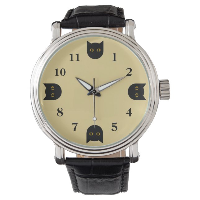 Reloj de gato negro para hombres (Anverso)